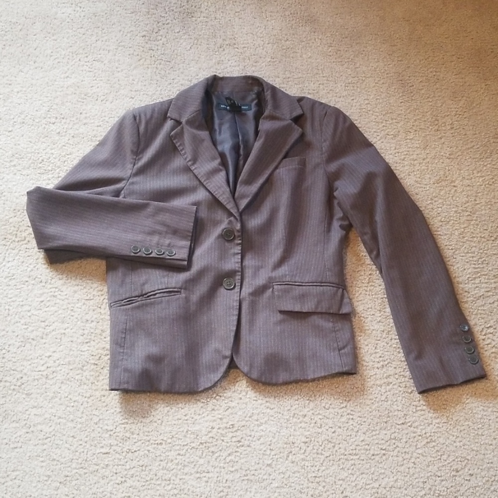 Brown/White Pin Stripe Stretch Blazer